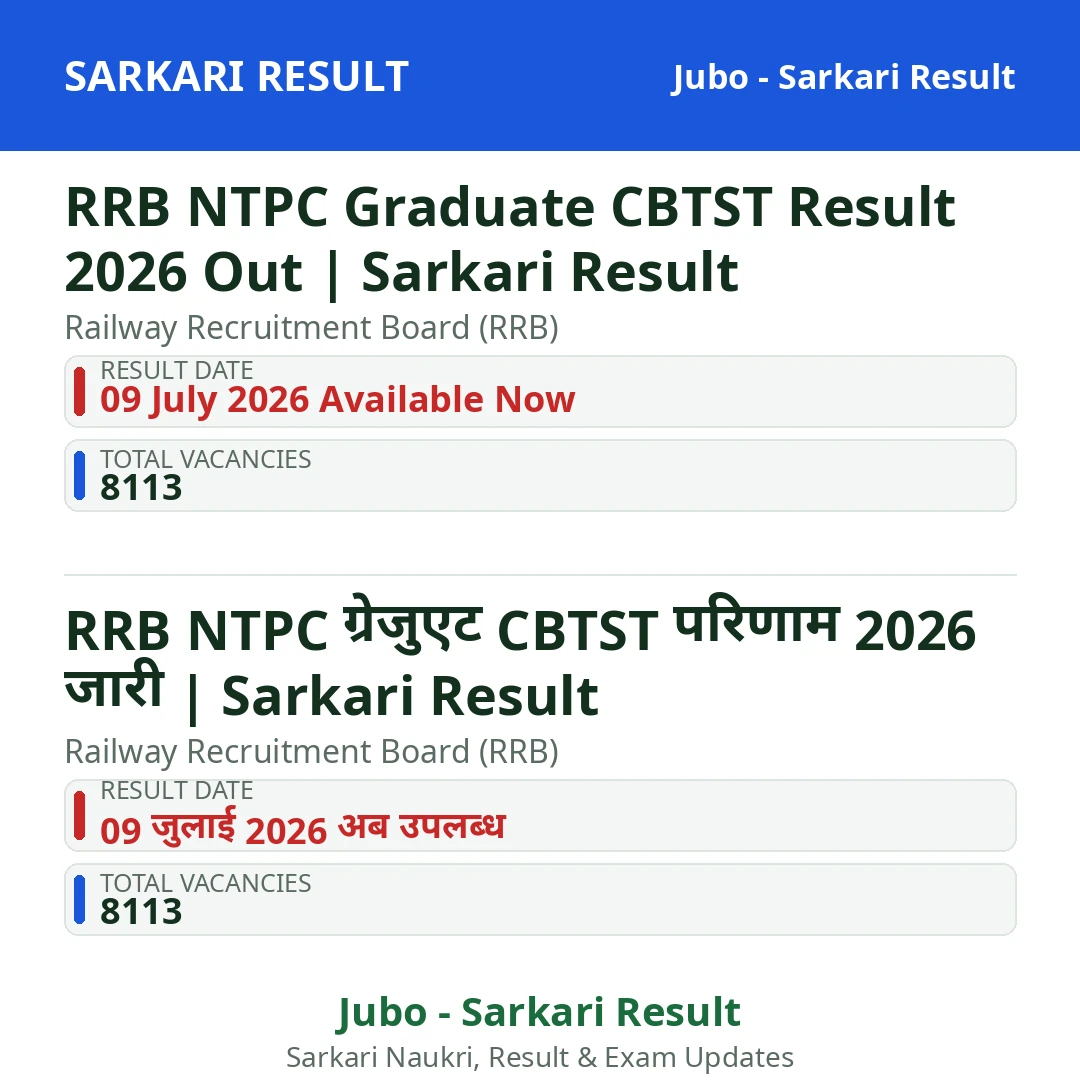 RRB NTPC Graduate CBTST Result 2026 Out | Sarkari Result