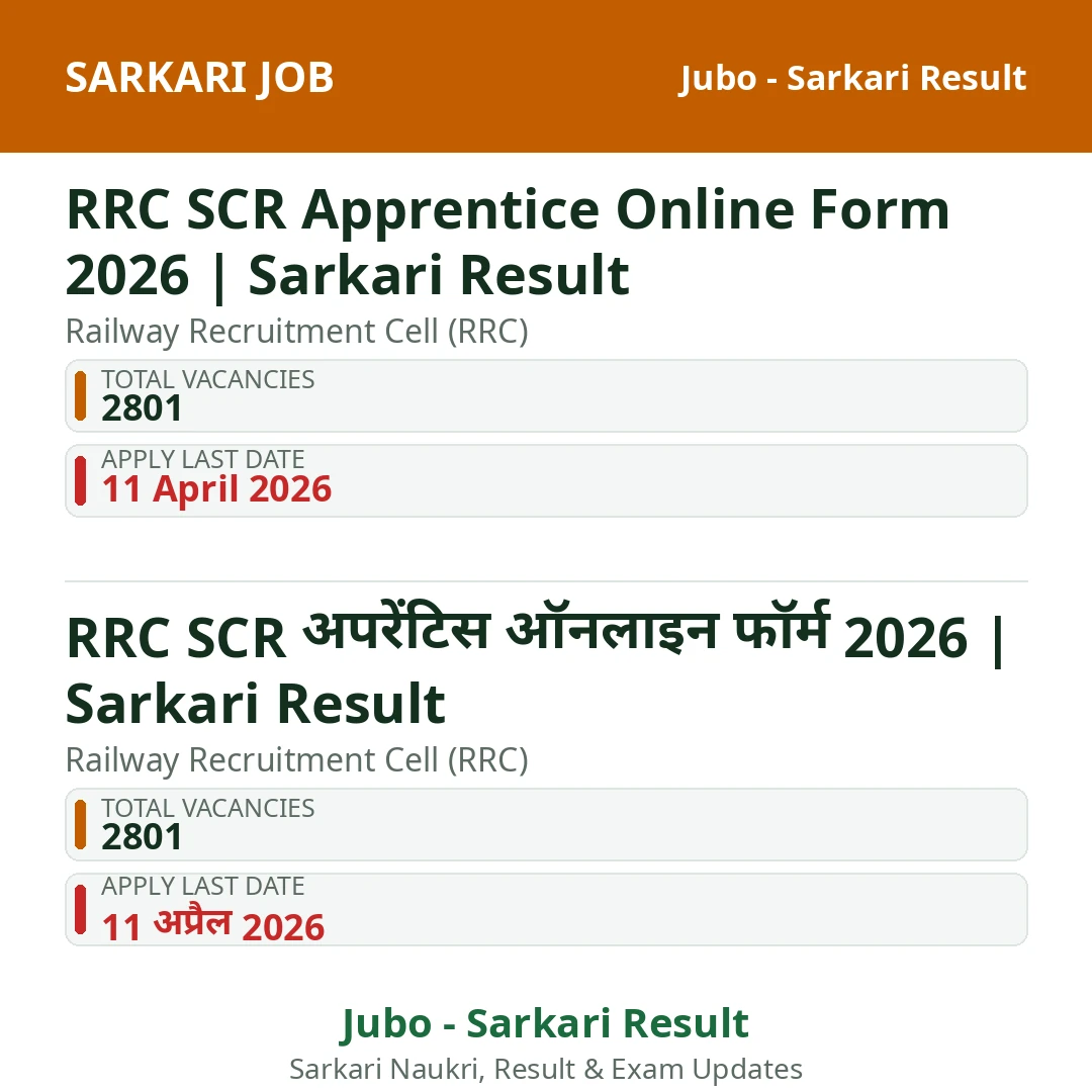 RRC SCR Apprentice Online Form 2026 | Sarkari Result
