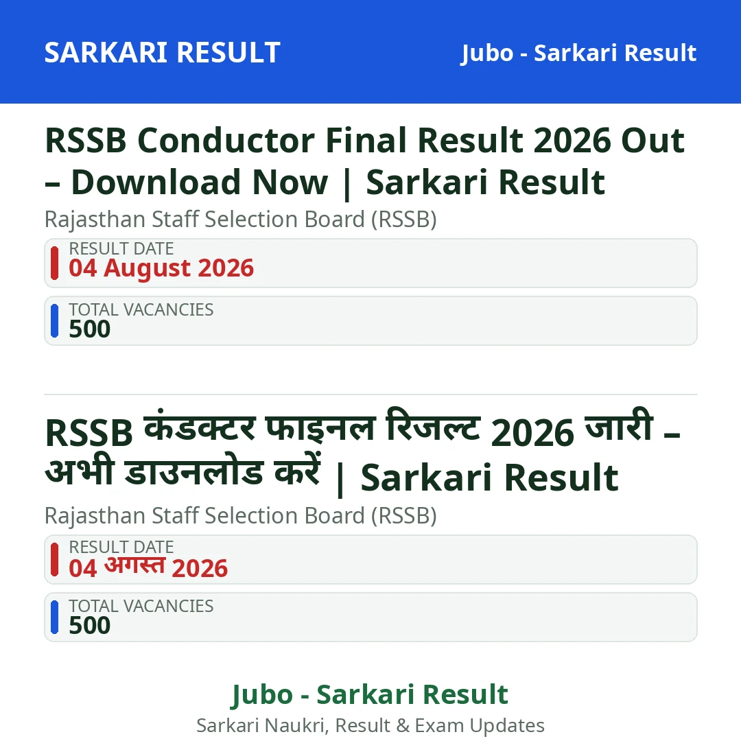 RSSB Conductor Final Result 2026 Out – Download Now | Sarkari Result
