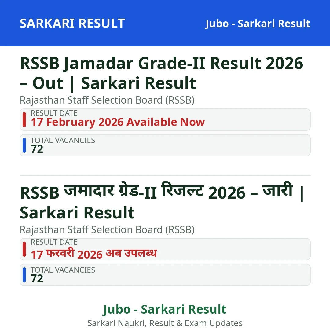 RSSB Jamadar Grade-II Result 2026 – Out | Sarkari Result