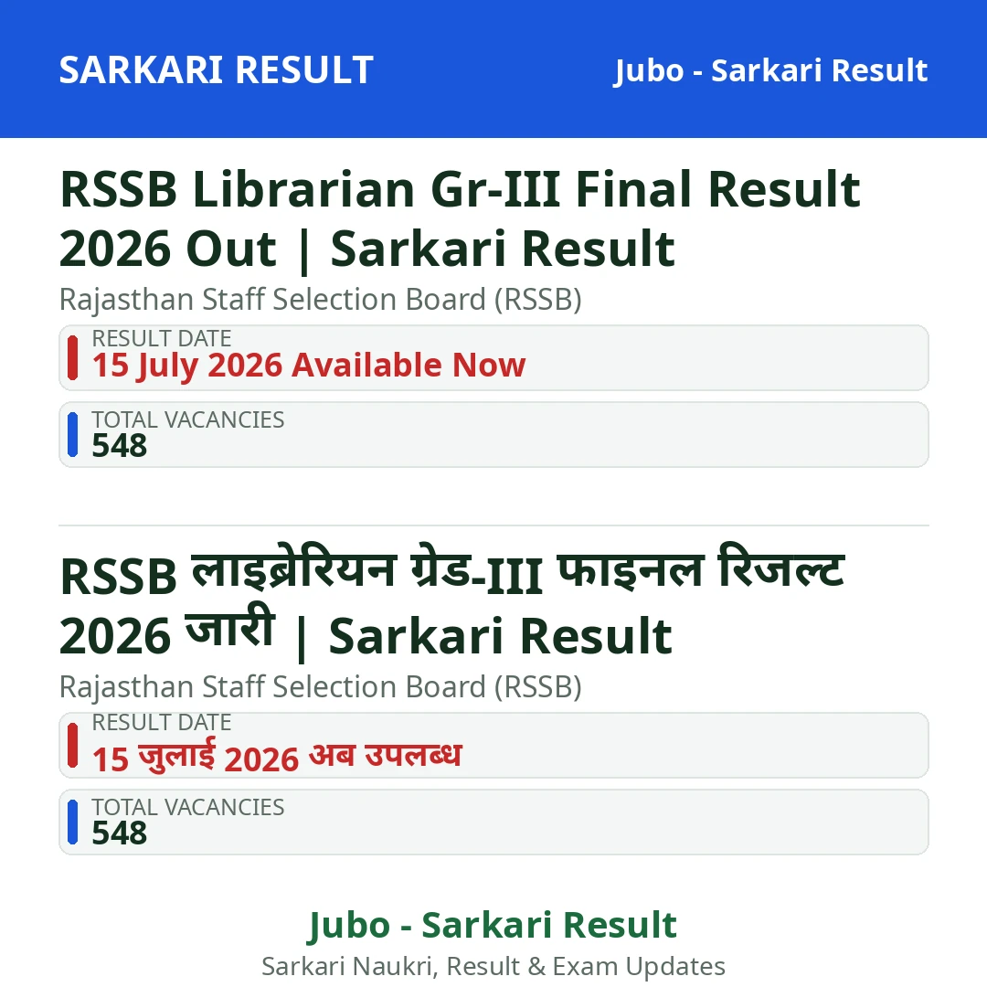 RSSB Librarian Gr-III Final Result 2026 Out | Sarkari Result