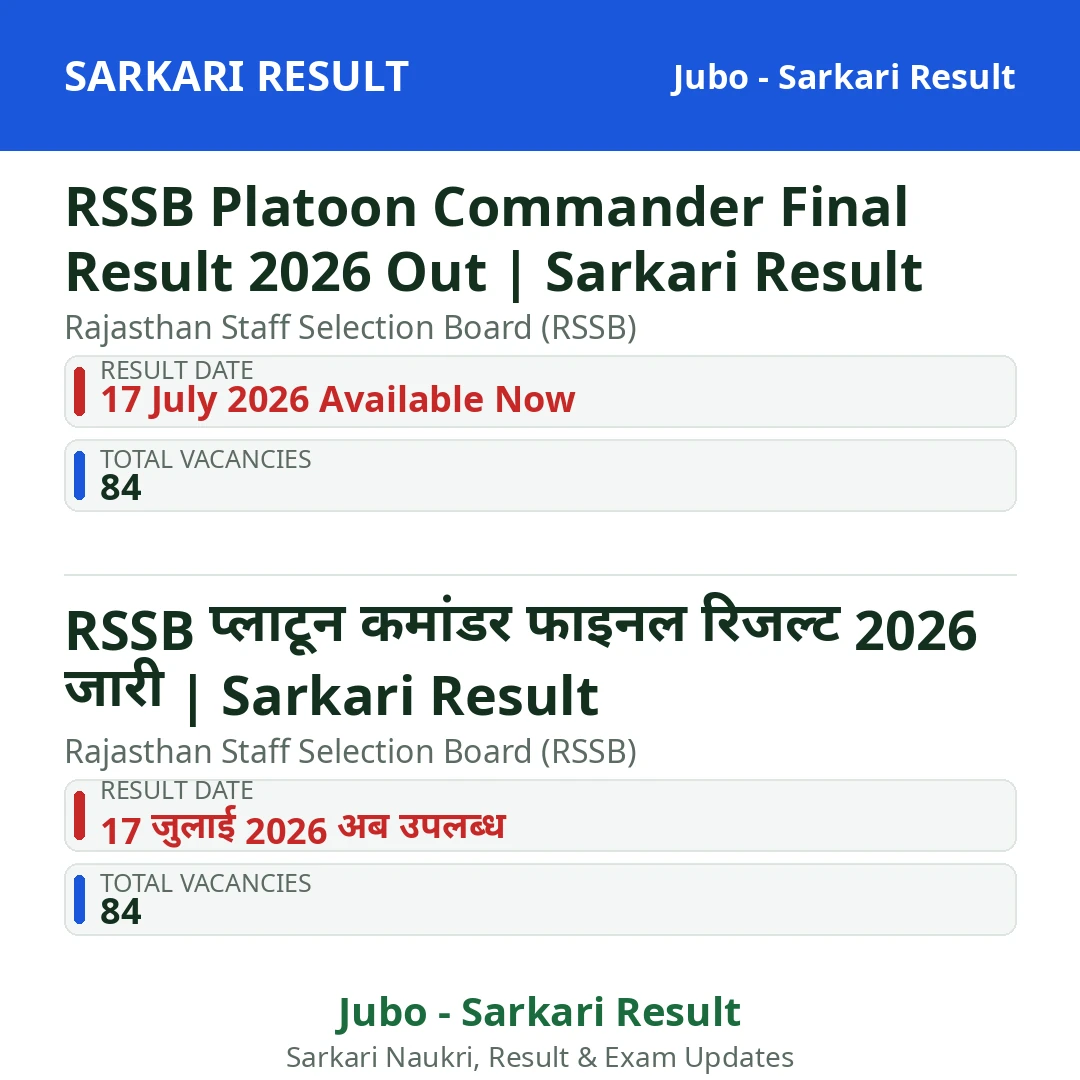 RSSB Platoon Commander Final Result 2026 Out | Sarkari Result