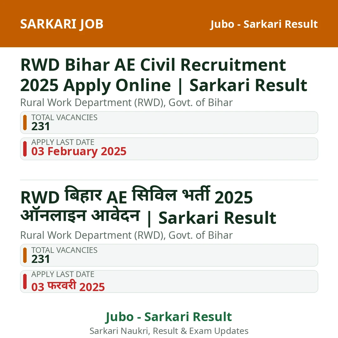 RWD Bihar AE Civil Recruitment 2025 Apply Online | Sarkari Result