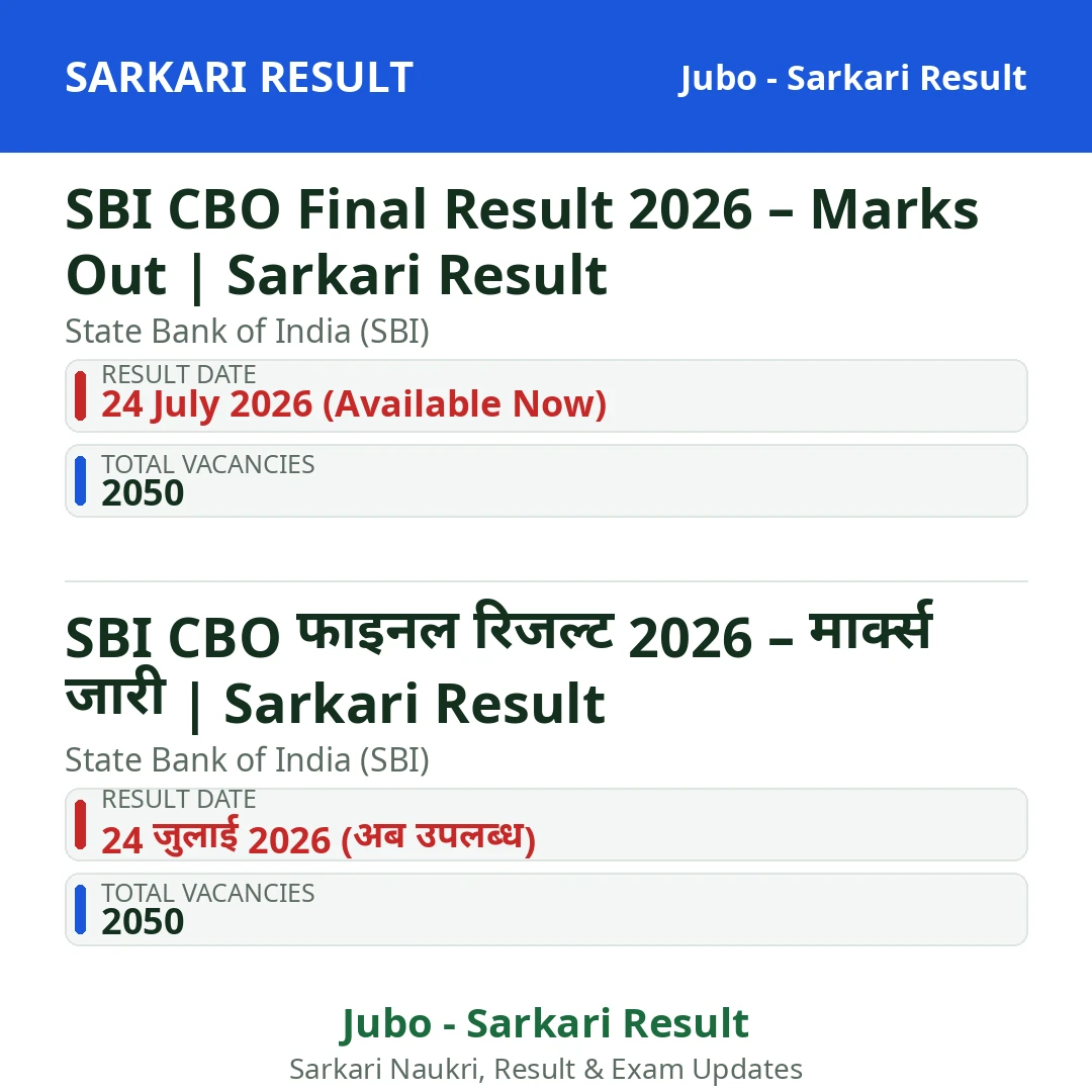 SBI CBO Final Result 2026 – Marks Out | Sarkari Result