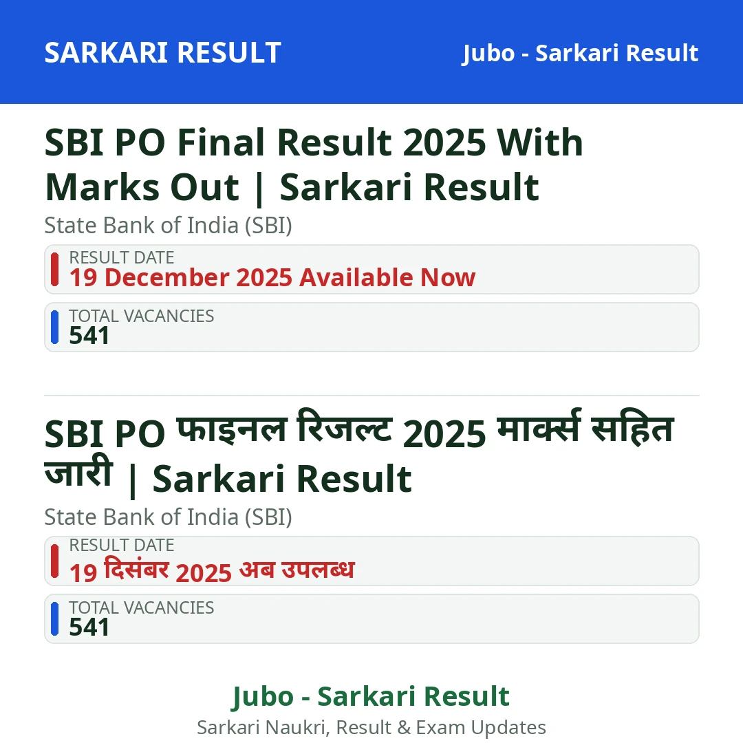 SBI PO Final Result 2025 With Marks Out | Sarkari Result