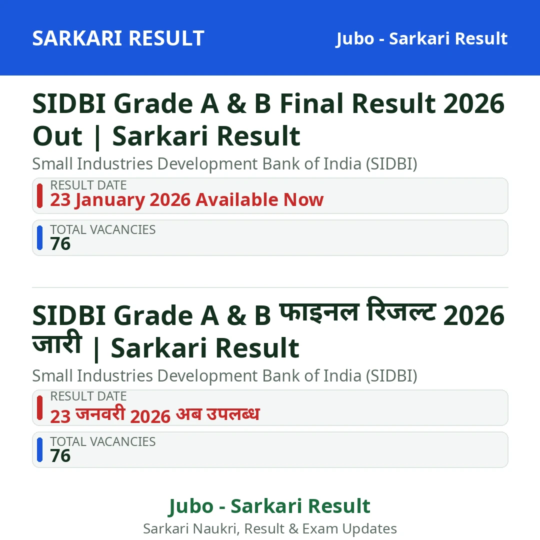 SIDBI Grade A & B Final Result 2026 Out | Sarkari Result