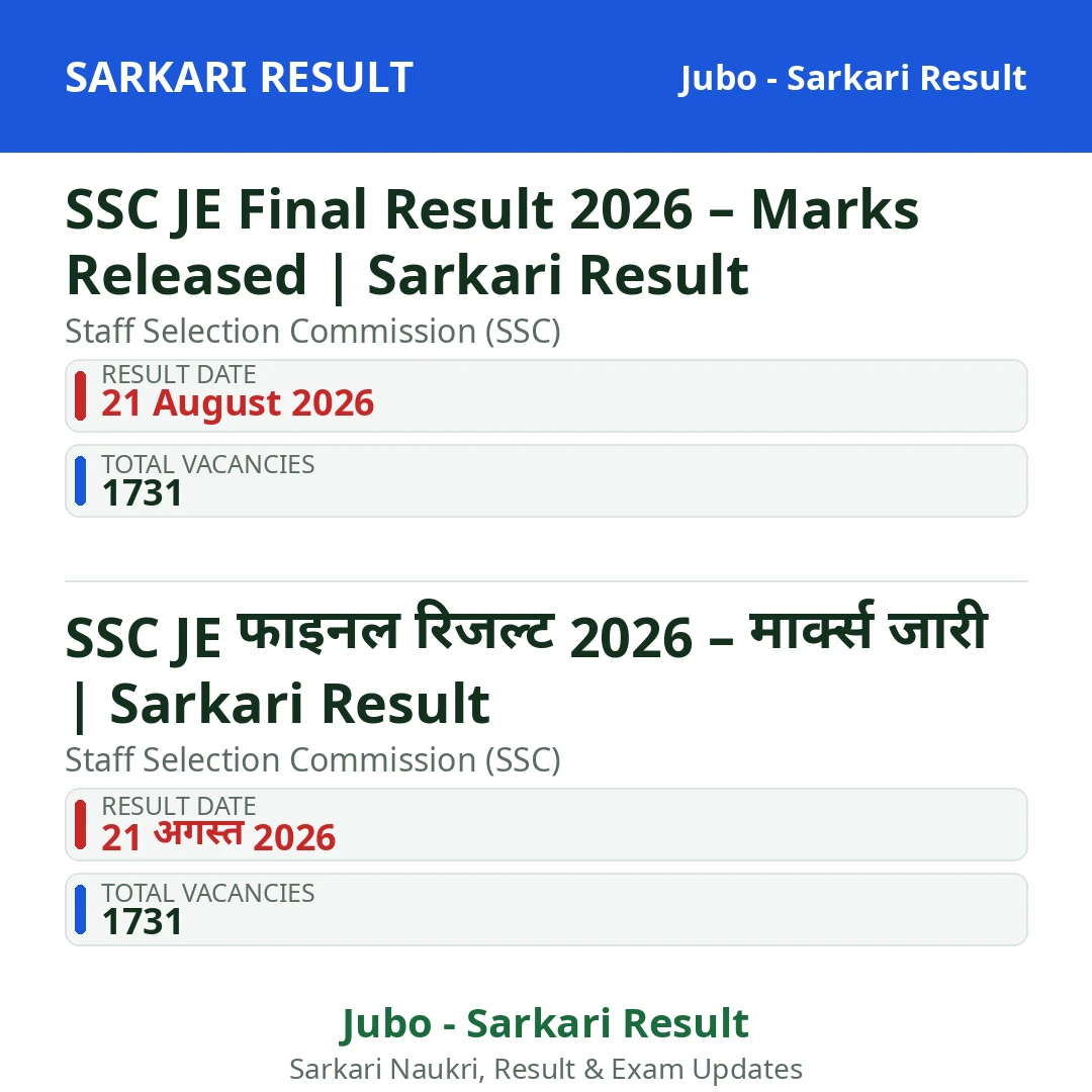 SSC JE Final Result 2026 – Marks Released | Sarkari Result