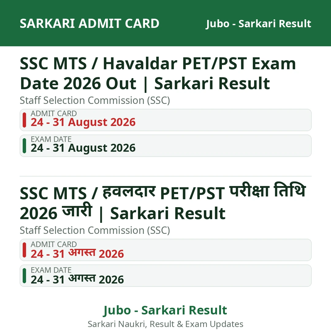 SSC MTS / Havaldar PET/PST Exam Date 2026 Out | Sarkari Result