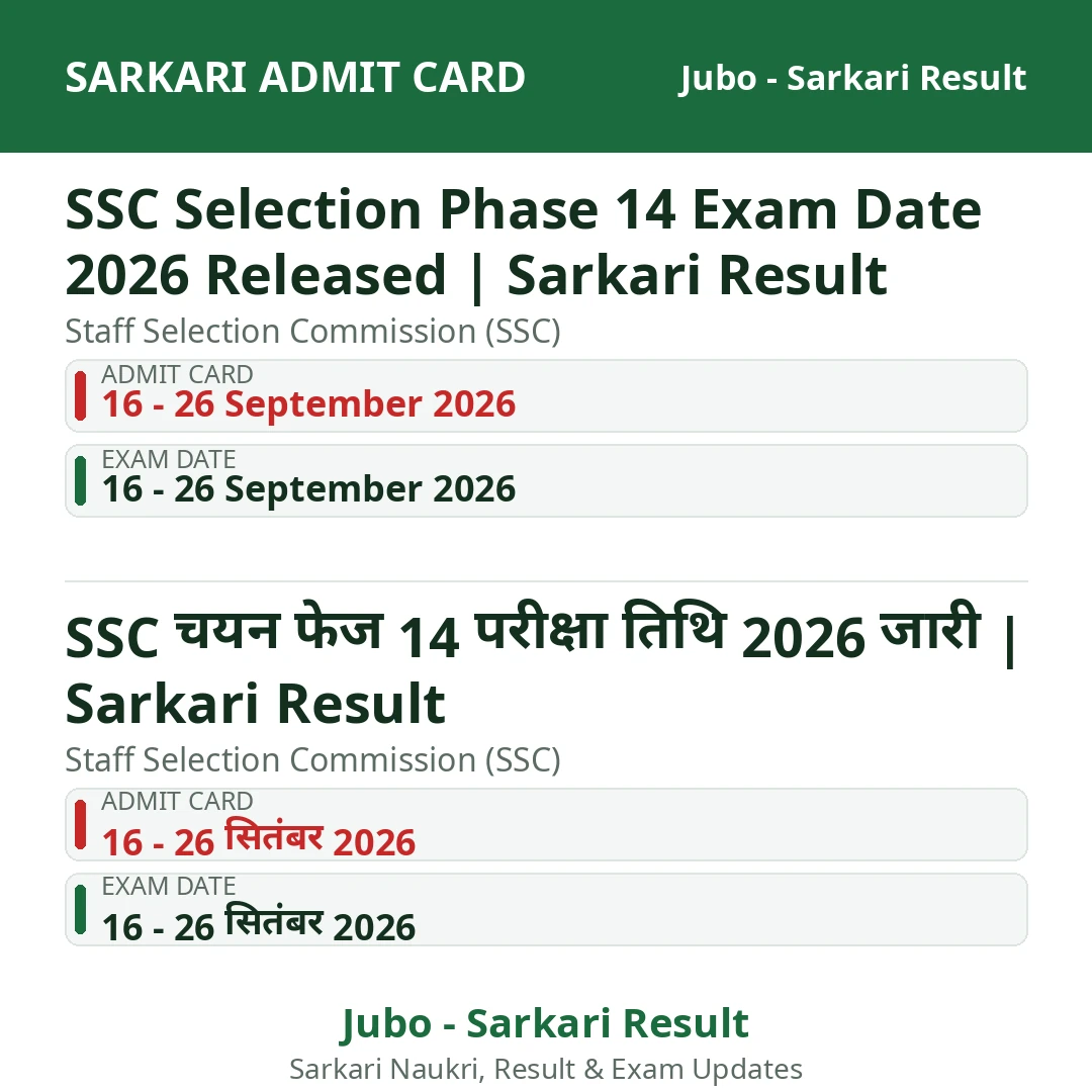 SSC Selection Phase 14 Exam Date 2026 Released | Sarkari Result