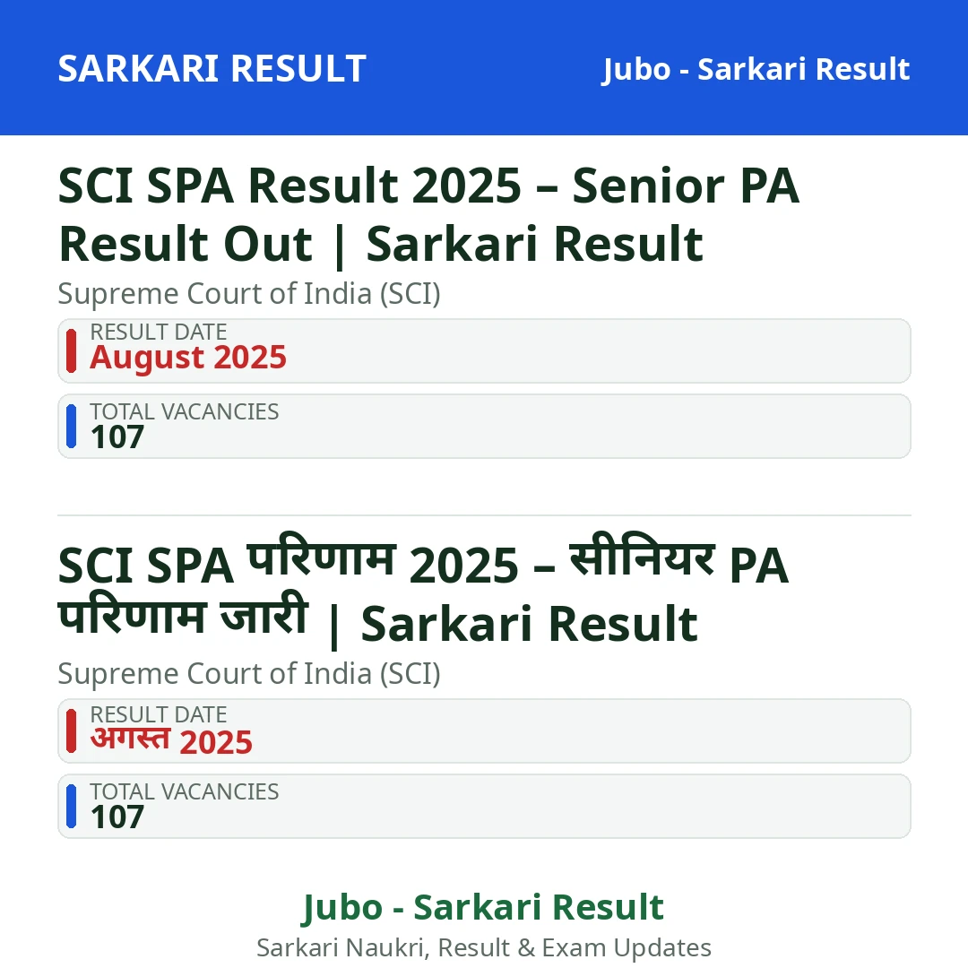 SCI SPA Result 2025 – Senior PA Result Out | Sarkari Result