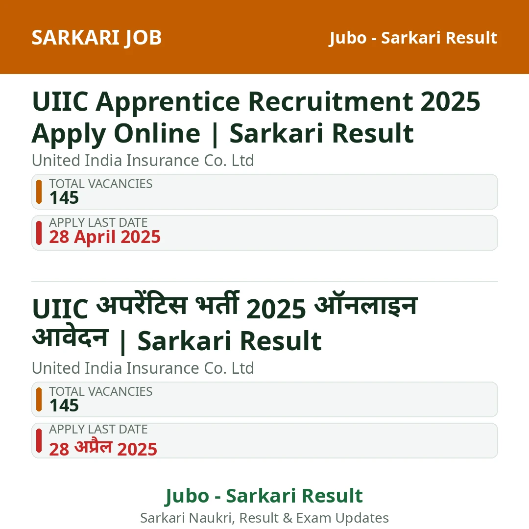 UIIC Apprentice Recruitment 2025 Apply Online | Sarkari Result