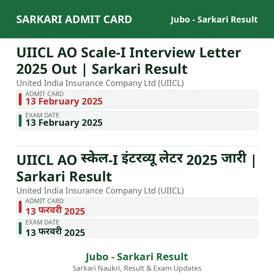 UIICL AO Scale-I Interview Letter 2025 Out | Sarkari Result