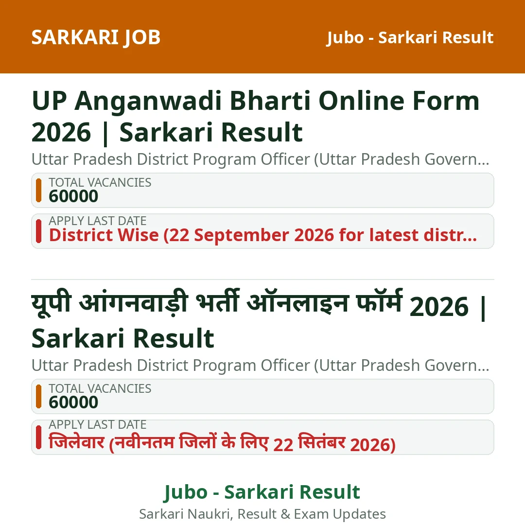 UP Anganwadi Bharti Online Form 2026 | Sarkari Result