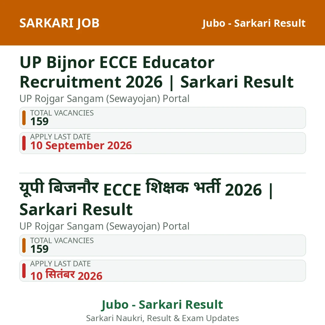 UP Bijnor ECCE Educator Recruitment 2026 | Sarkari Result