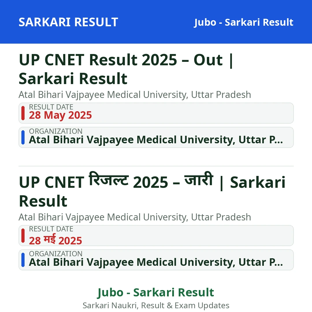 UP CNET Result 2025 – Out | Sarkari Result