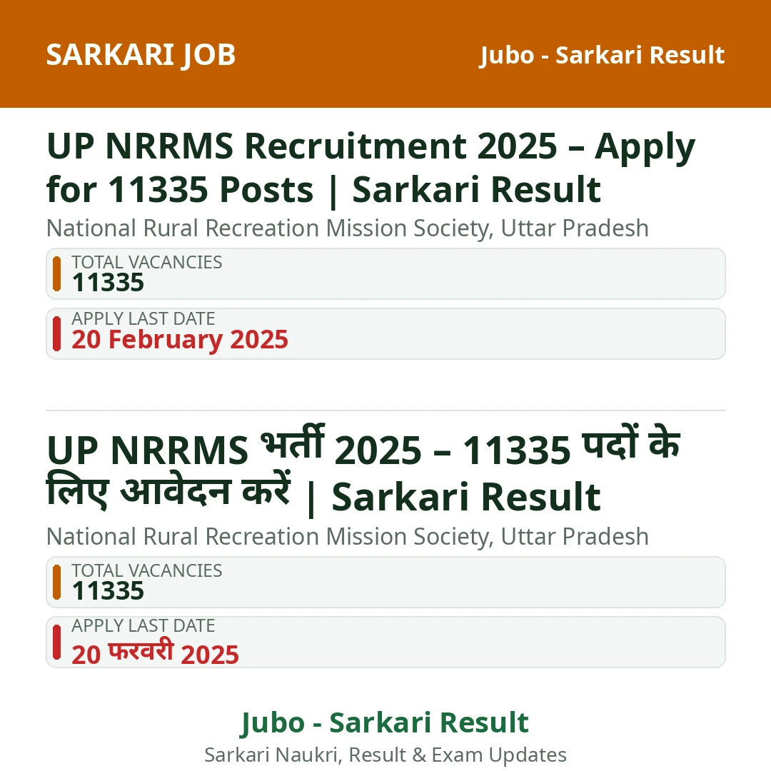 UP NRRMS Recruitment 2025 – Apply for 11335 Posts | Sarkari Result