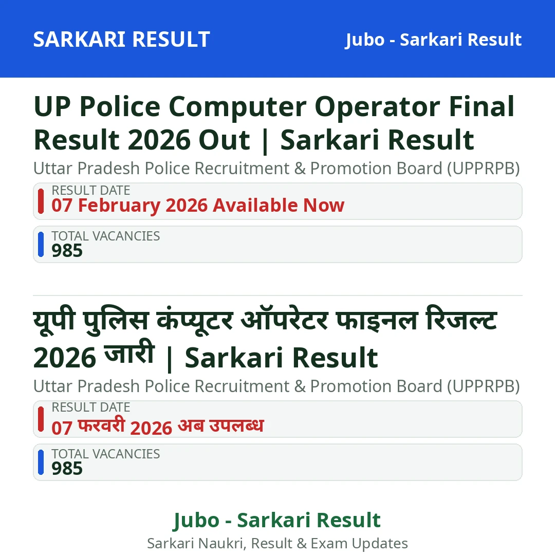 UP Police Computer Operator Final Result 2026 Out | Sarkari Result