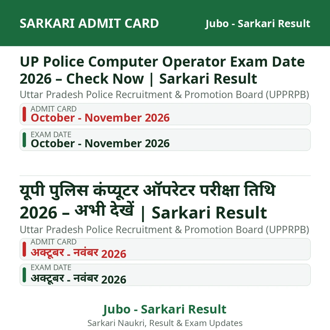 UP Police Computer Operator Exam Date 2026 – Check Now | Sarkari Result
