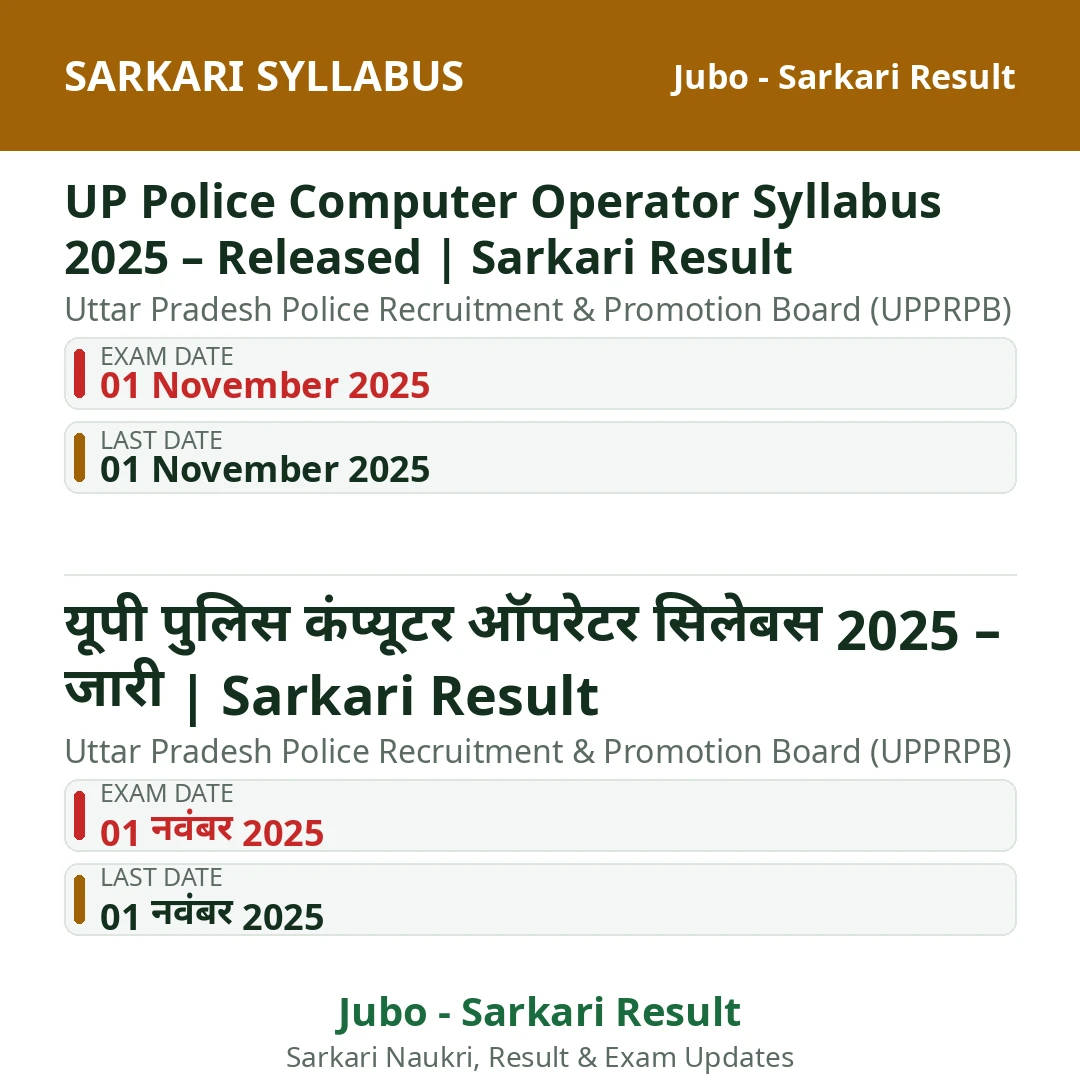 UP Police Computer Operator Syllabus 2025 – Released | Sarkari Result