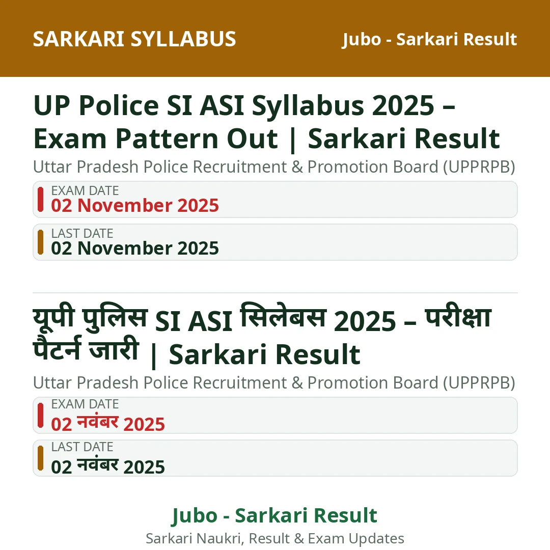 UP Police SI ASI Syllabus 2025 – Exam Pattern Out | Sarkari Result