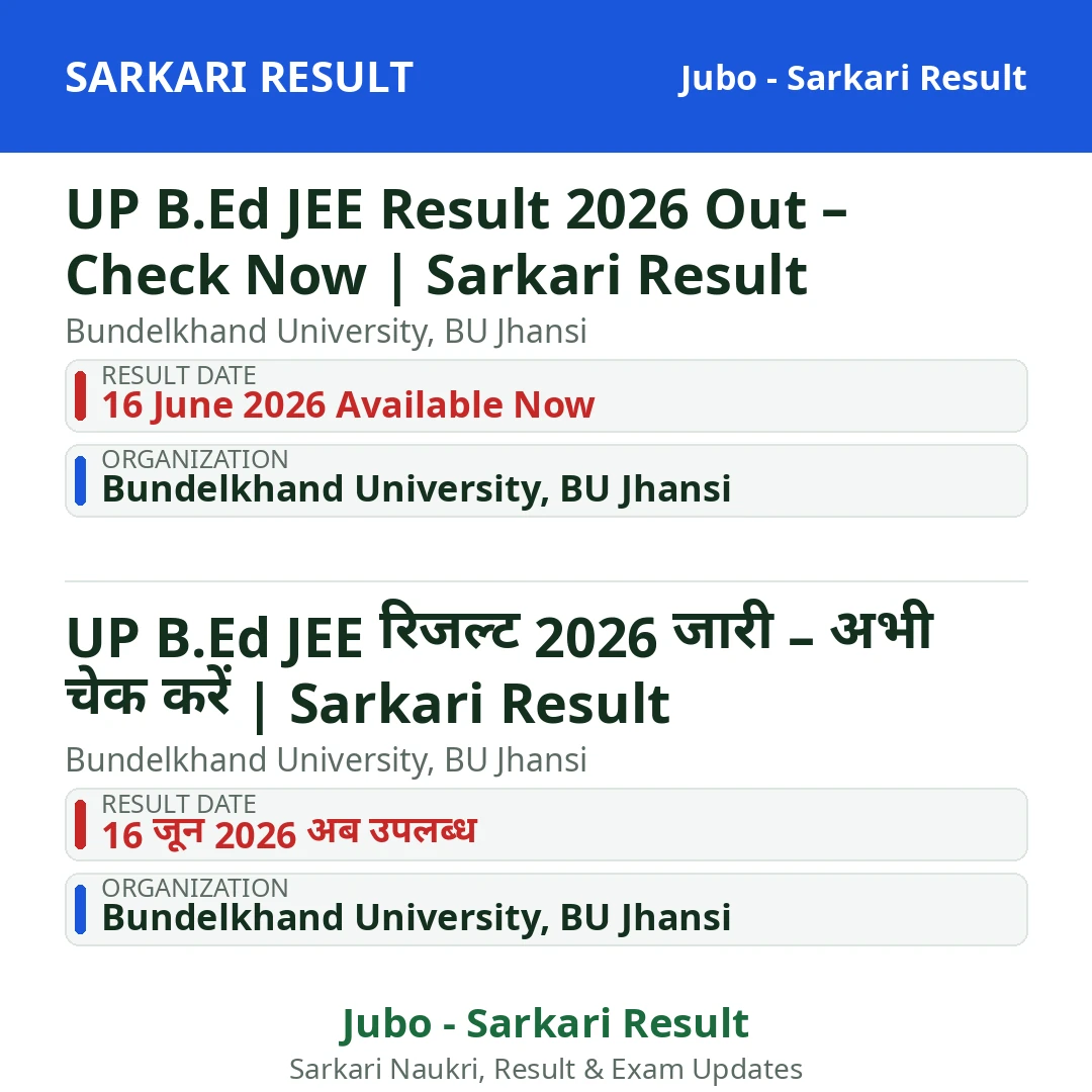 UP B.Ed JEE Result 2026 Out – Check Now | Sarkari Result