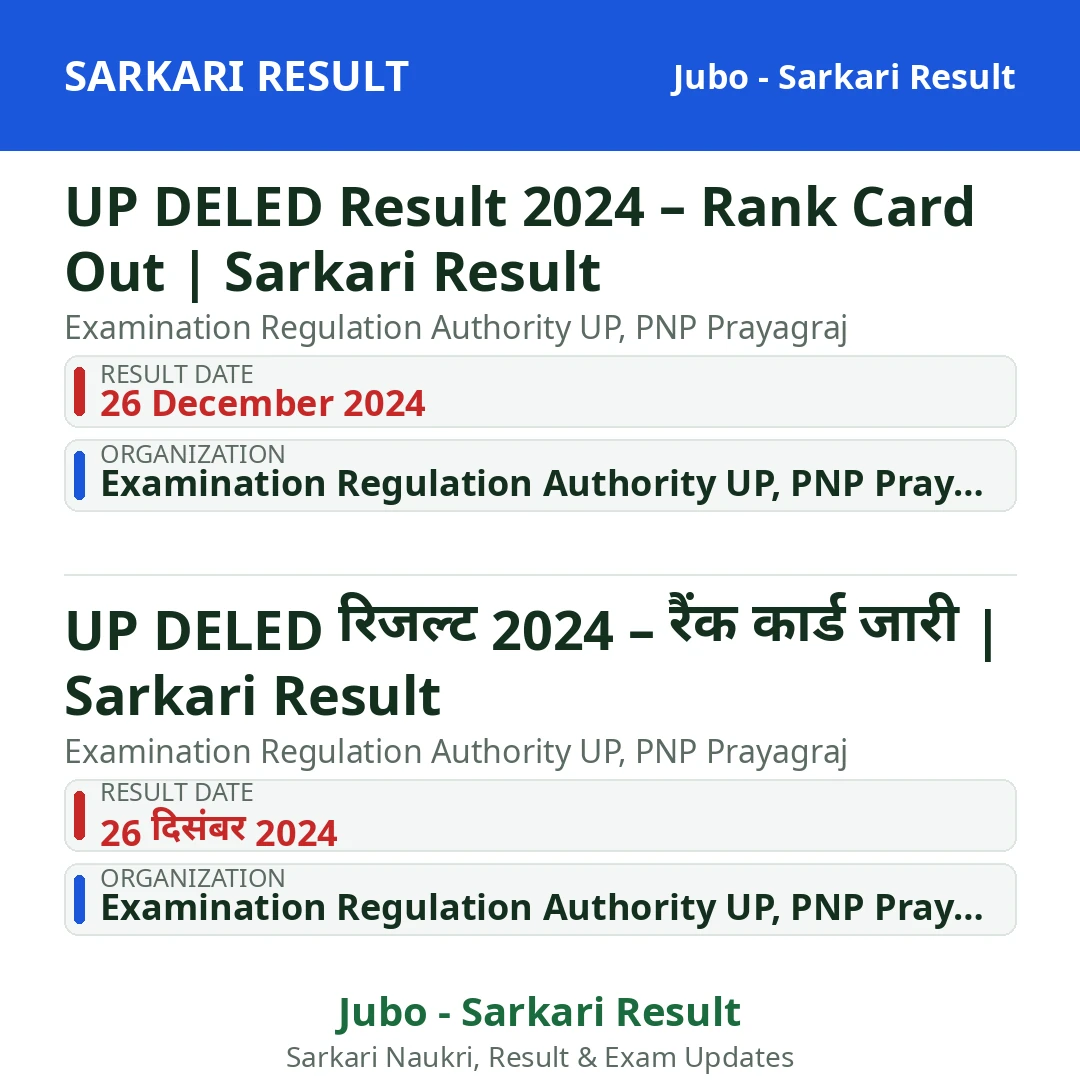 UP DELED Result 2024 – Rank Card Out | Sarkari Result