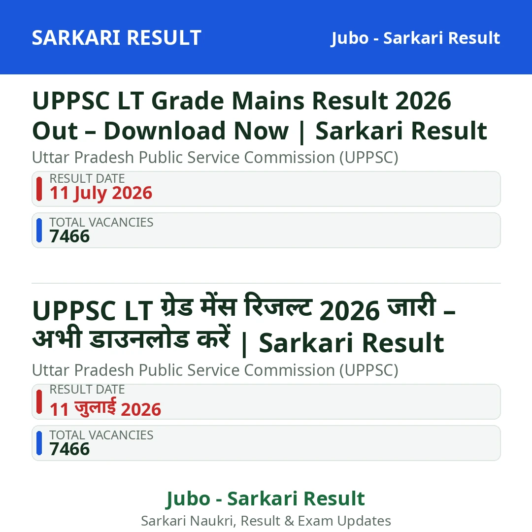 UPPSC LT Grade Mains Result 2026 Out – Download Now | Sarkari Result