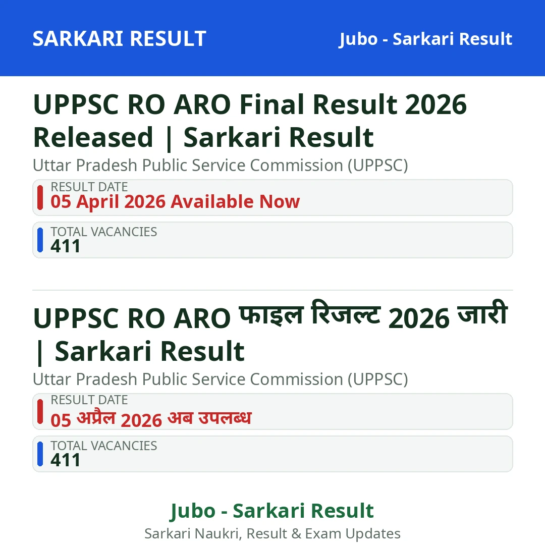 UPPSC RO ARO Final Result 2026 Released | Sarkari Result