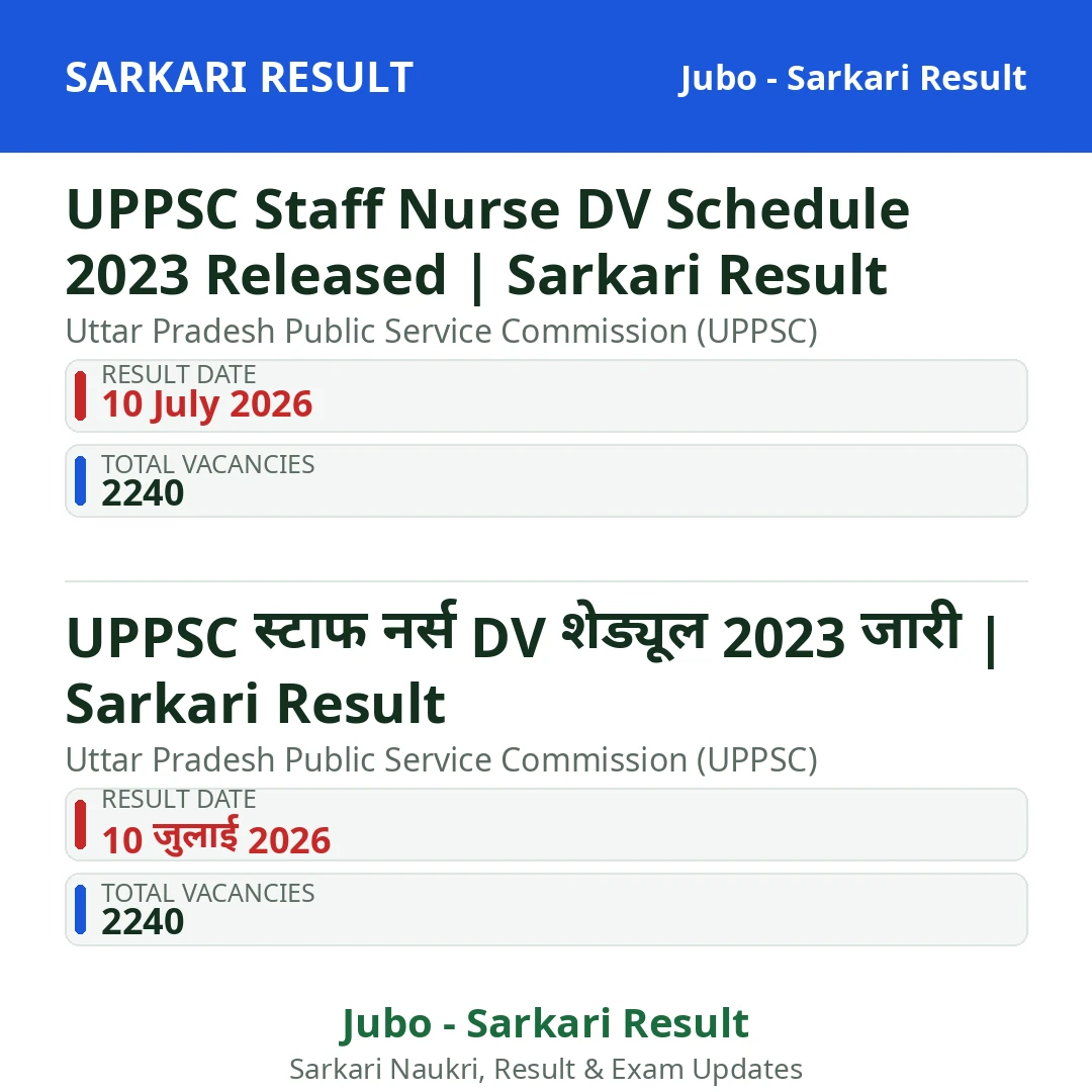 UPPSC Staff Nurse DV Schedule 2023 Released | Sarkari Result