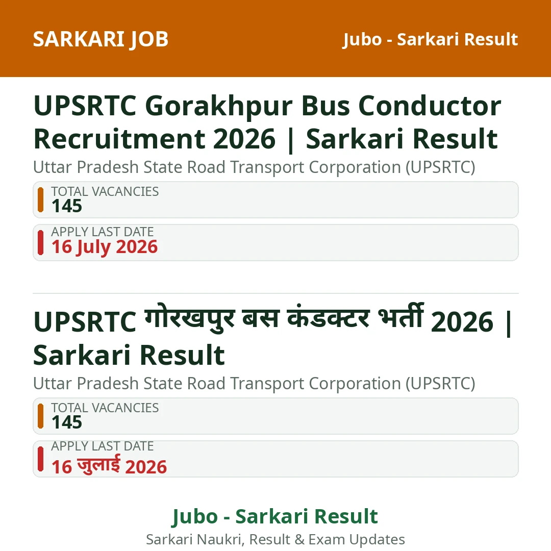 UPSRTC Gorakhpur Bus Conductor Recruitment 2026 | Sarkari Result