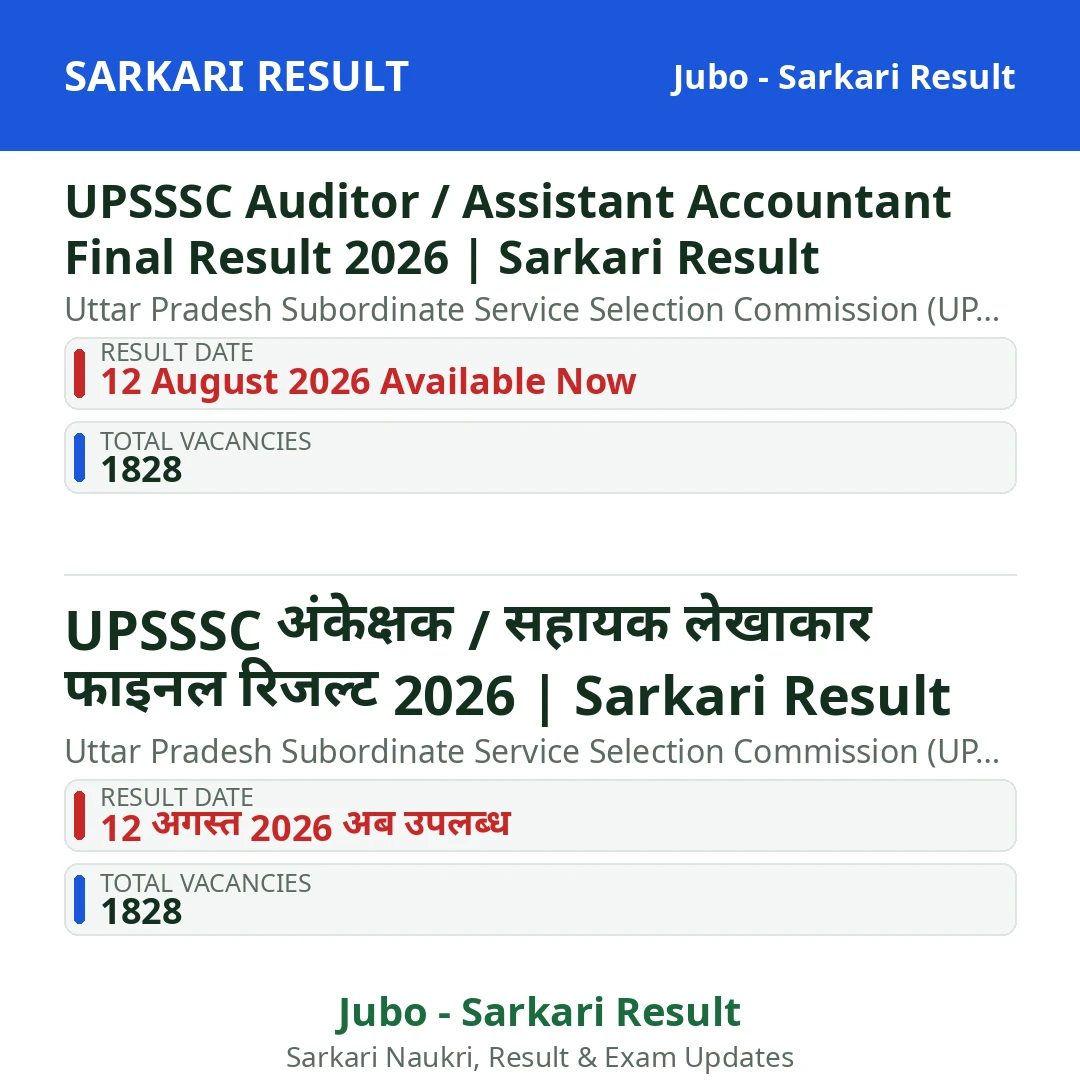 UPSSSC Auditor / Assistant Accountant Final Result 2026 | Sarkari Result