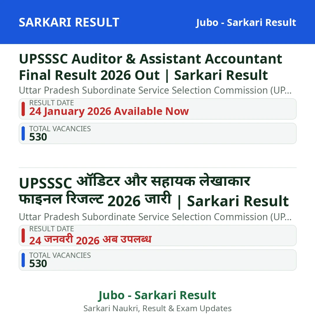 UPSSSC Auditor & Assistant Accountant Final Result 2026 Out | Sarkari Result