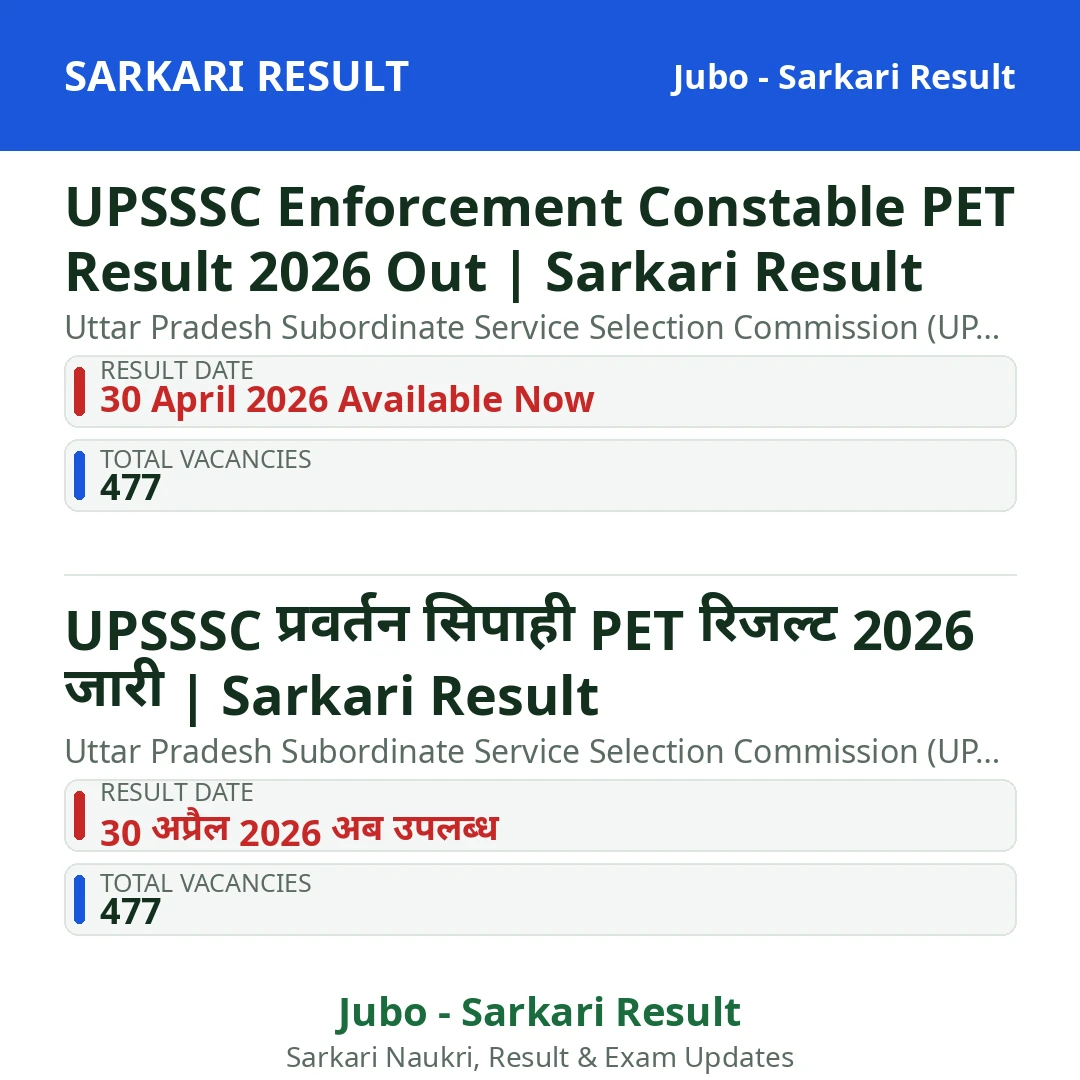 UPSSSC Enforcement Constable PET Result 2026 Out | Sarkari Result