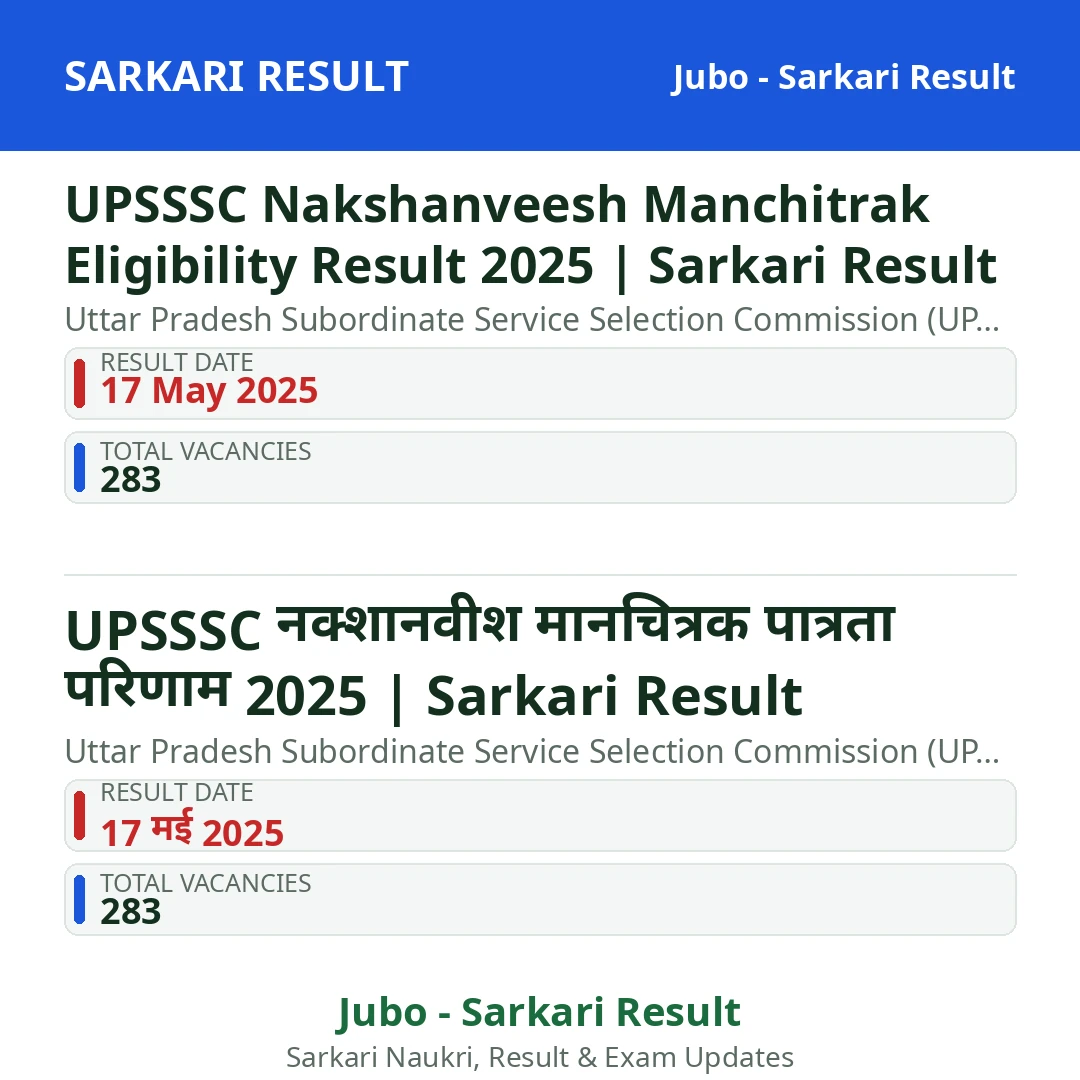 UPSSSC Nakshanveesh Manchitrak Eligibility Result 2025 | Sarkari Result