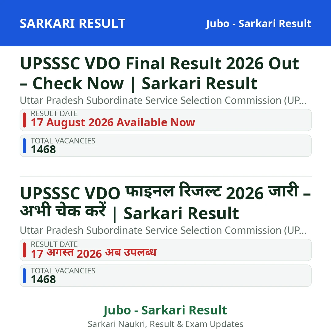 UPSSSC VDO Final Result 2026 Out – Check Now | Sarkari Result